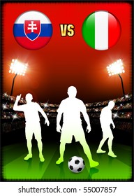 Slovakia versus Italy on Stadium Event Background Original Illustration