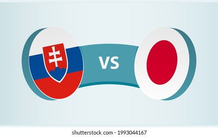 Slovakia versus Japan, team sports competition concept. Round flag of countries.