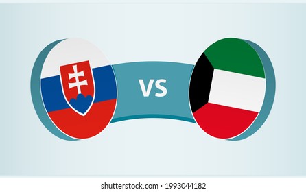 Slovakia versus Kuwait, team sports competition concept. Round flag of countries.