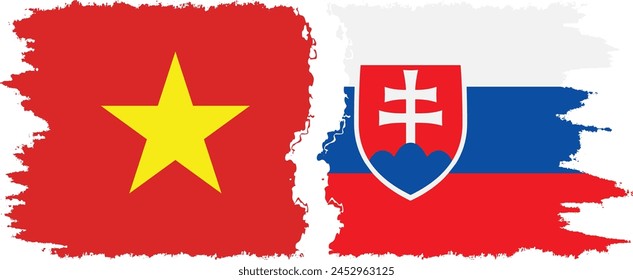 Slovakia and Vietnam grunge flags connection, vector