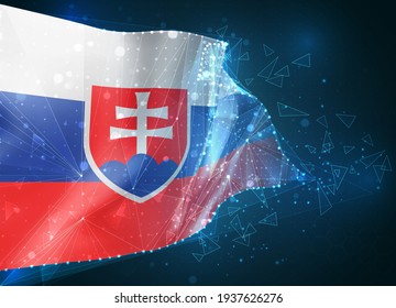 Slovakia virtual abstract 3D object from triangular polygons on a blue background