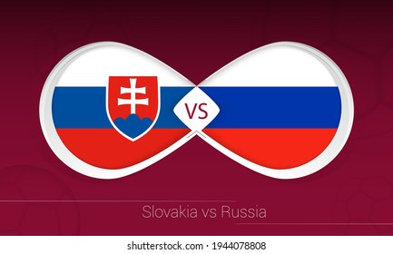 Slovakia vs Russia in Football Competition, Group H. Versus icon on Football background. Vector illustration.