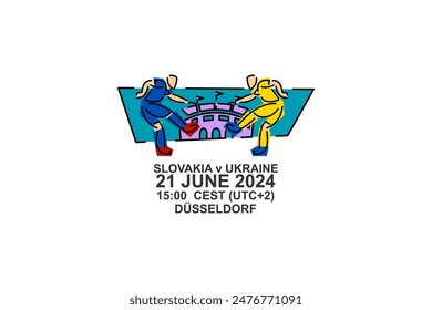 slovakia  vs ukraine, 2024 football match, Vector illustration. Simple sports illustration.
