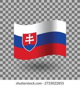 Slovakia wavy flag isolated transparent background