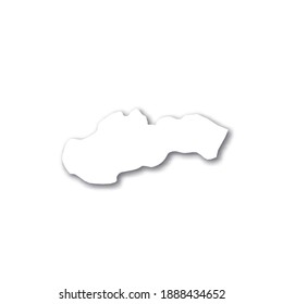 Slovakia - white 3D silhouette map of country area with dropped shadow on white background. Simple flat vector illustration.
