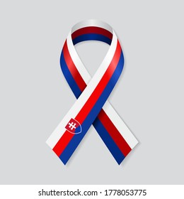 Slovakian flag stripe ribbon on white background. Vector illustration.