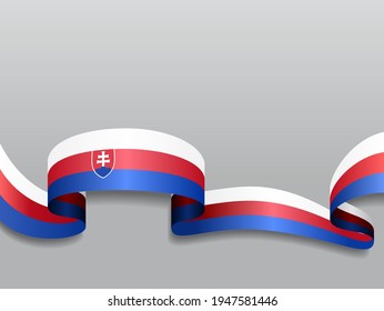 Slovakian flag wavy abstract background. Vector illustration.
