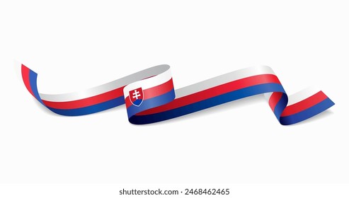 Slovakian flag wavy abstract background. Vector illustration.