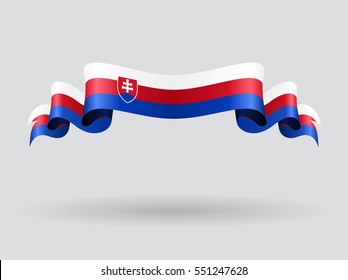 Slovakian flag wavy abstract background. Vector illustration.