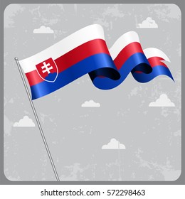 Slovakian flag wavy abstract background. Vector illustration.