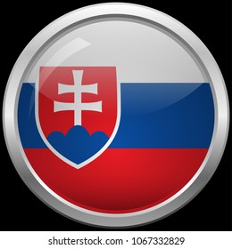Slovakia's flag glass button vector illustration