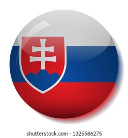 Slovakia's flag glass button vector illustration