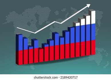 Gráfica de barras 3D de Eslovenia con altibajos, valores crecientes, bandera de Eslovenia en gráfico de barras 3D, flecha ascendente en los datos, idea de pancarta de noticias, concepto de país en desarrollo