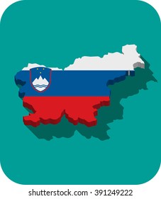 Slovenia - 3D map and flag