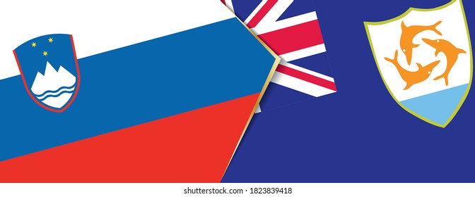 Slowenien und Anguilla Flaggen, zwei Vektorfahnen Symbol für Beziehung oder Konfrontation.