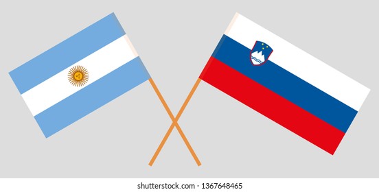 Slovenia and Argentina. The Slovenian and Argentinean flags. Official colors. Correct proportion. Vector illustration
