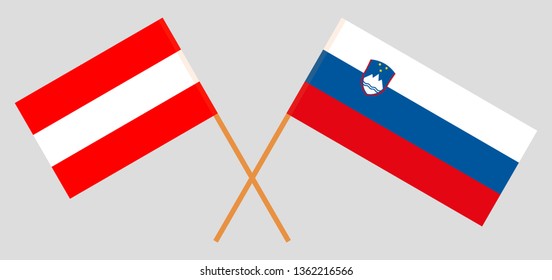 Slovenia and Austria. The Slovenian and Austrian flags. Official colors. Correct proportion. Vector illustration
