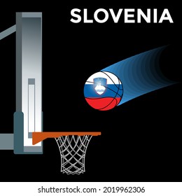 slovenia, basketball scoring basket, vector illustration