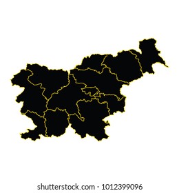 Slovenia black map on white background vector, High detailed vector map with the capital city - Slovenia.