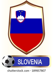 Slovenia; Blazon with flag - vector illustration.