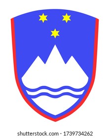 Slovenia coat of arms isolated on white background. Europe country symbol. Europe Union member, EU state.