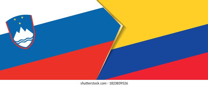 Banderas de Eslovenia y Colombia, dos banderas vectoriales símbolo de relación o confrontación.