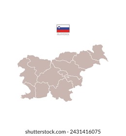 slovenia color map background with states. map isolated on white background with flag. Vector illustration map europe mocha brown pastel