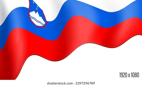 Slovenia country flag realistic independence day background. Slovenian commonwealth banner in motion waving, fluttering in wind. Festive patriotic HD format template for independence day