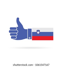 Slovenia country flag thumbs up vector icon