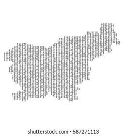 Slovenia country map made from binary code numbers.
