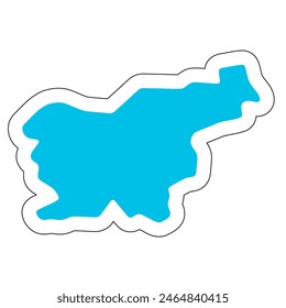 Slovenia country silhouette. High detailed map. Solid blue vector sticker with white contour isolated on white background.