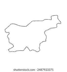 Slovenia country simplified map.Thin triple pencil sketch outline isolated on white background. Simple vector icon