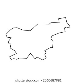 Slovenia country thin black outline silhouette. Simplified map. Vector icon isolated on white background.