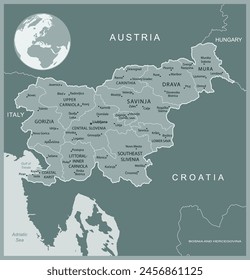 Slovenia - detailed map with administrative divisions country. Vector illustration