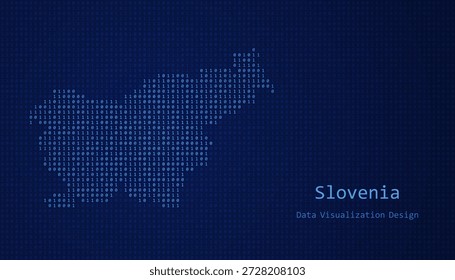 Slovenia Digital map formed with ones and zeroes for data visualization design