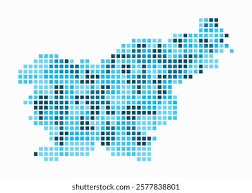 Slovenia dotted map. Digital style map of the country on white background. Slovenia shape with square dots. Colored dots style. Large size squares. Amazing vector illustration.