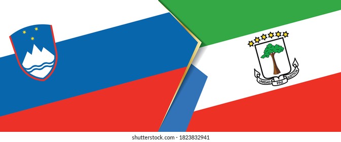 Slovenia and Equatorial Guinea flags, two vector flags symbol of relationship or confrontation.