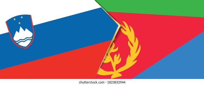 Slowenien und Eritrea Flaggen, zwei Vektorflaggen Symbol für Beziehung oder Konfrontation.