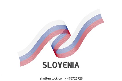 Slovenia flag. Abstract Slovenia ribbons isolated on white.