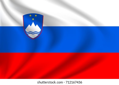 Slovenia flag background with cloth texture. Slovenia  Flag vector illustration.