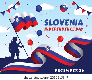 Bandera de Eslovenia con pinceles. Ilustración vectorial. Día de la Independencia.

