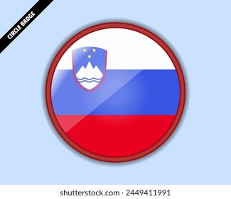 Insignia del círculo de la bandera de Eslovenia, diseño del Vector, emblema oval de Eslovenia, signo redondeado con reflexión, patriotismo y concepto comercial, logotipo con la bandera del país