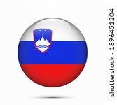 Slovenia flag circle shape button glass texture vector illustration