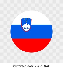 Slovenia flag - circle vector flag isolated on checkerboard transparent background