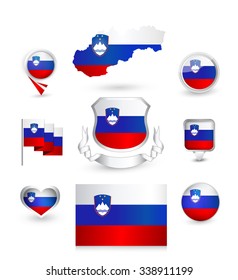 Slovenia Flag Collection. Vector icon set.
