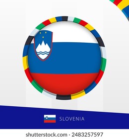 Slovenia Flag with Colorful Circle Border. Vector icon.