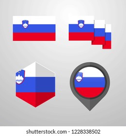 Slovenia Flag Design Set Vector