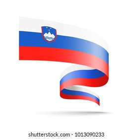 Slovenia flag in the form of wave ribbon. Vector illustration on white background.