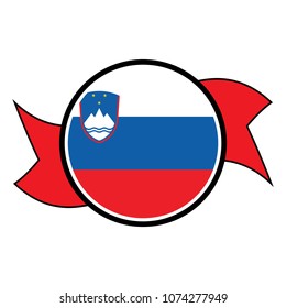 Slovenia flag in glossy round button of icon. flag logo of Slovenia emblem isolated on white background, Slovenia national concept sign, Vector illustration.