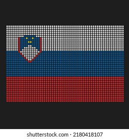 Bandera de Eslovenia con textura gruesa al estilo de punto. Ilustración vector abstracta de una bandera con efecto de semitono para fondo de pantalla. Feliz Día de la Independencia.